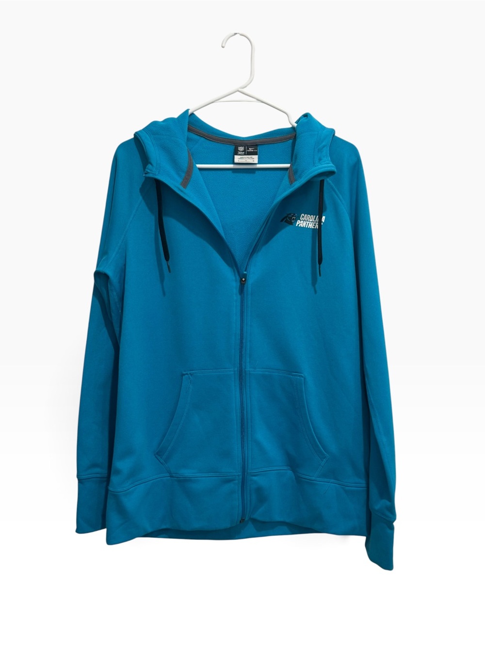 Nike Carolina Panthers Therma-FIT Full-Zip Hoodie Size Large Teal Blue NFL